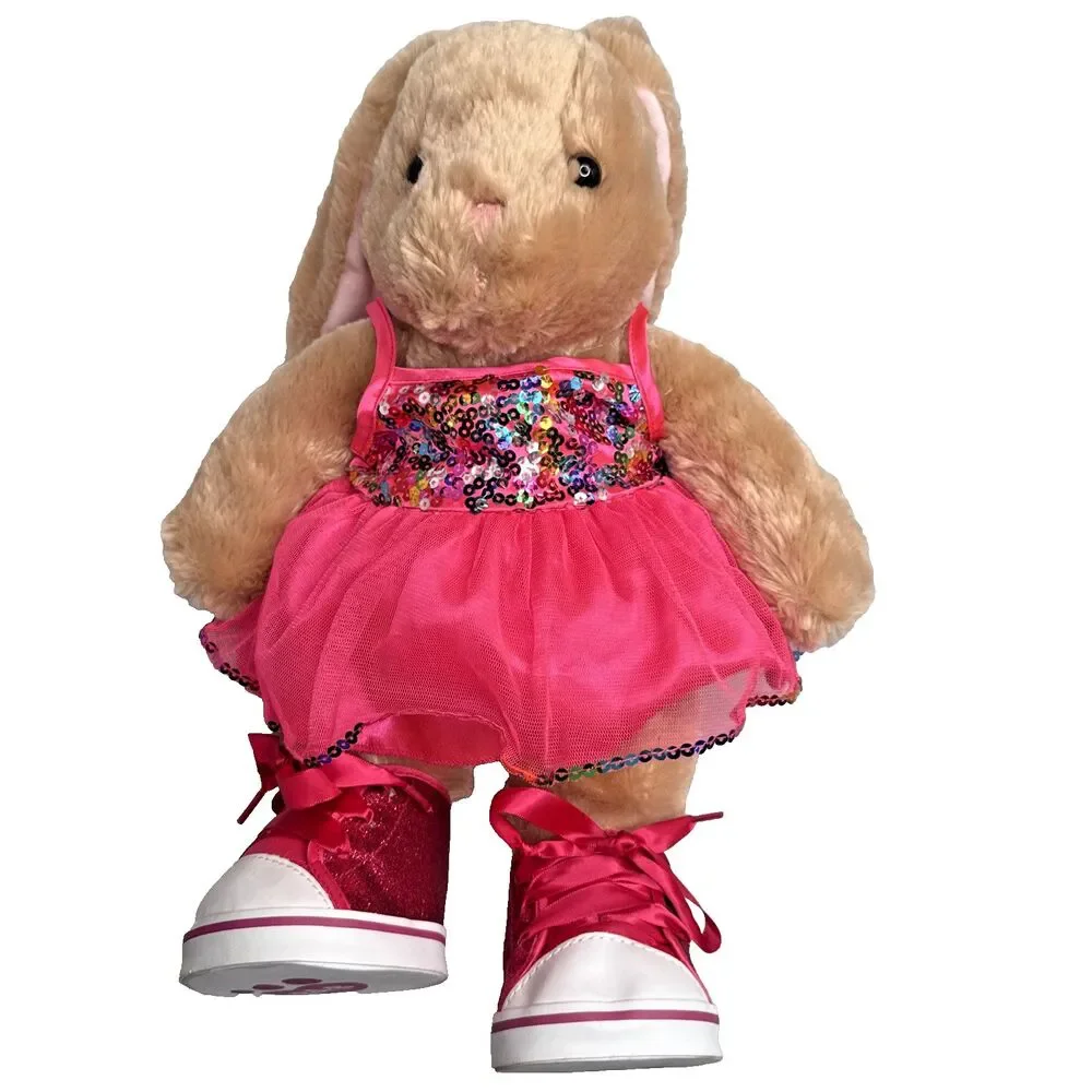 Build A Bear Pawlette Bunny Plush w/Easter Dress Petticoat Shoes EUC